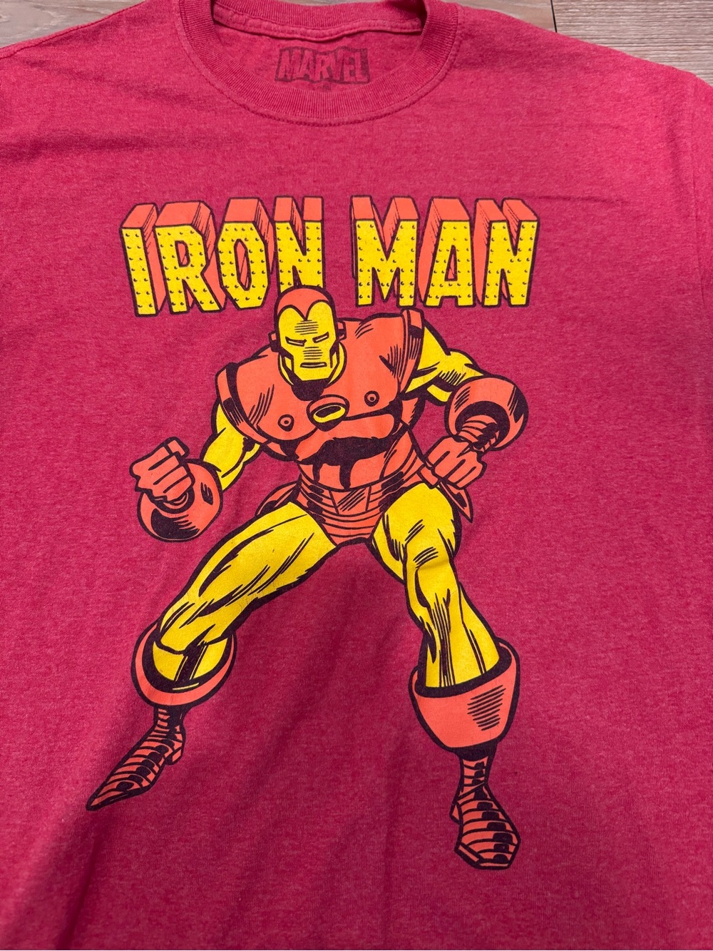 Marvel Iron Man Vintage-Style Graphic Tee in Red